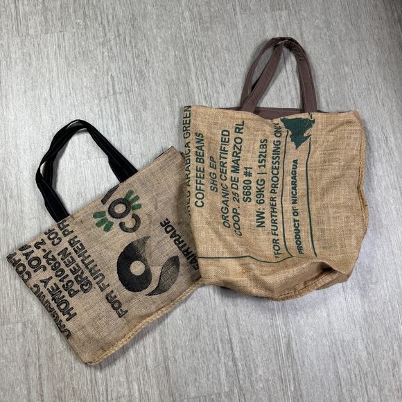 The Elm Project Handbags - Portland Coffee Roasters The Elm Project Burlap Tote Bags Lined